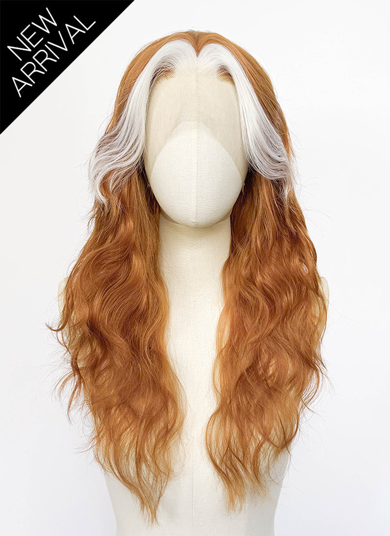 White Mixed Ginger Wavy Lace Front Synthetic Wig LF8172