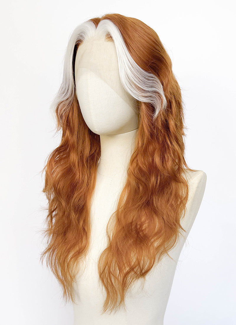White Mixed Ginger Wavy Lace Front Synthetic Wig LF8172