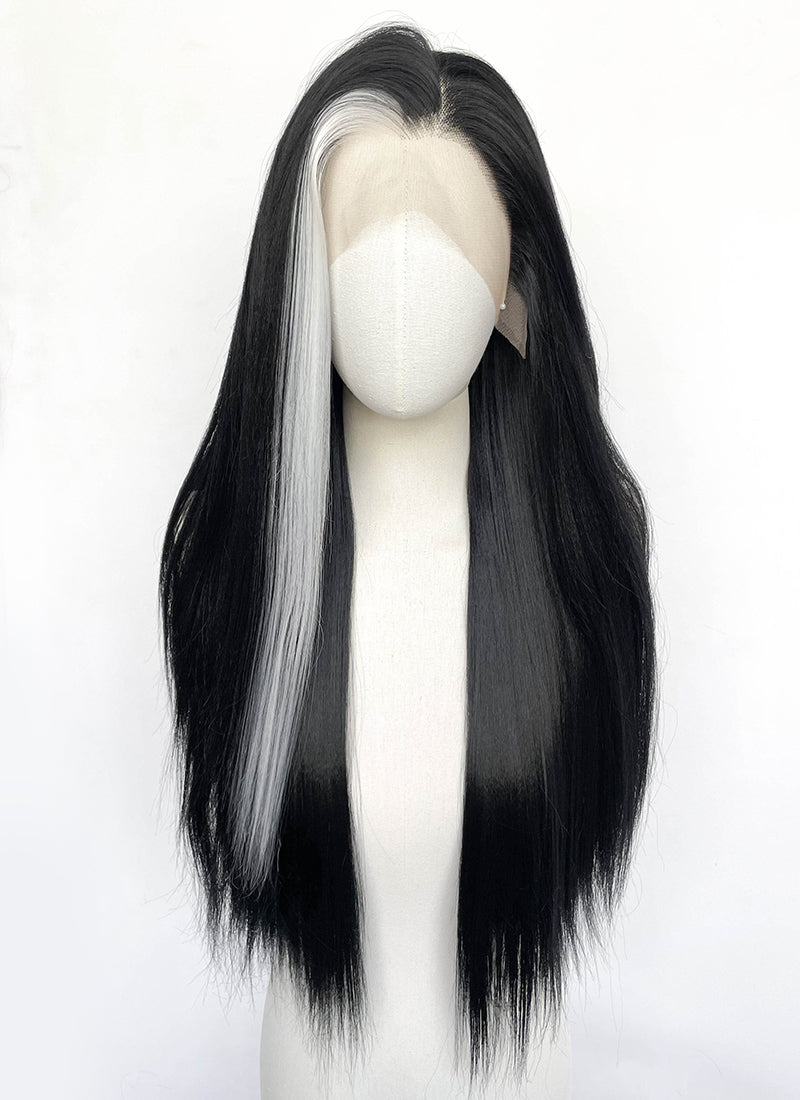 Black And White Straight Lace Front Synthetic Wig LFCS285