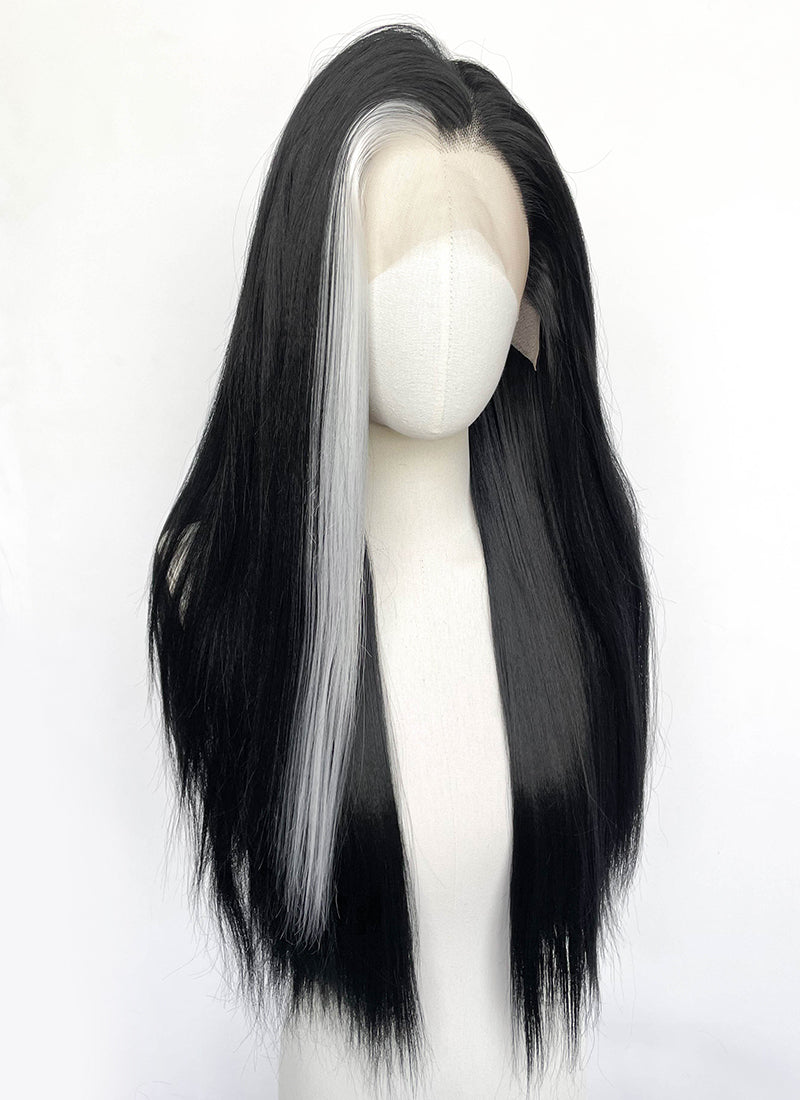 Black And White Straight Lace Front Synthetic Wig LFCS285