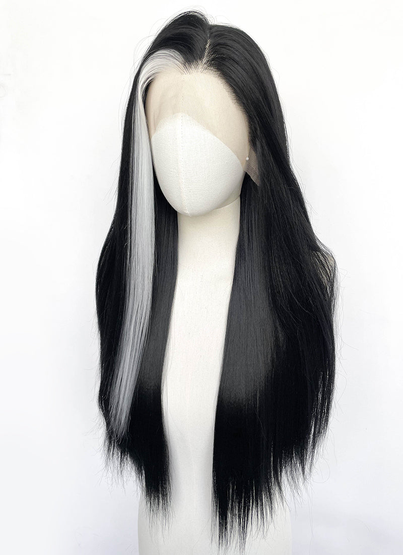 Black And White Straight Lace Front Synthetic Wig LFCS285