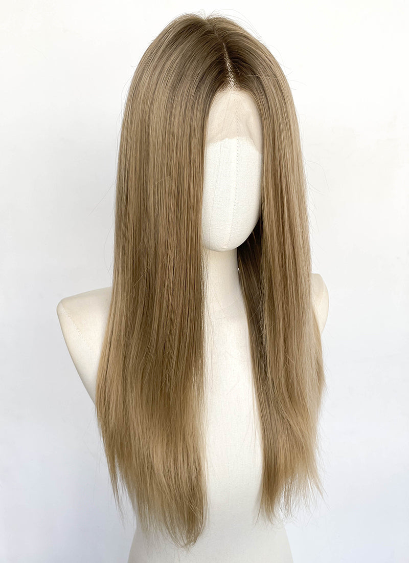 Blonde Mixed Brown Straight Lace Front Synthetic Wig LFCS290