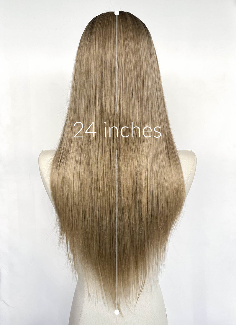 Blonde Mixed Brown Straight Lace Front Synthetic Wig LFCS290