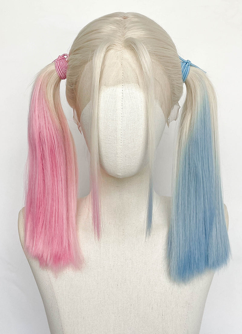 Blonde Synthetic Pink Blue Ponytail Lace Front Wig LFCS293