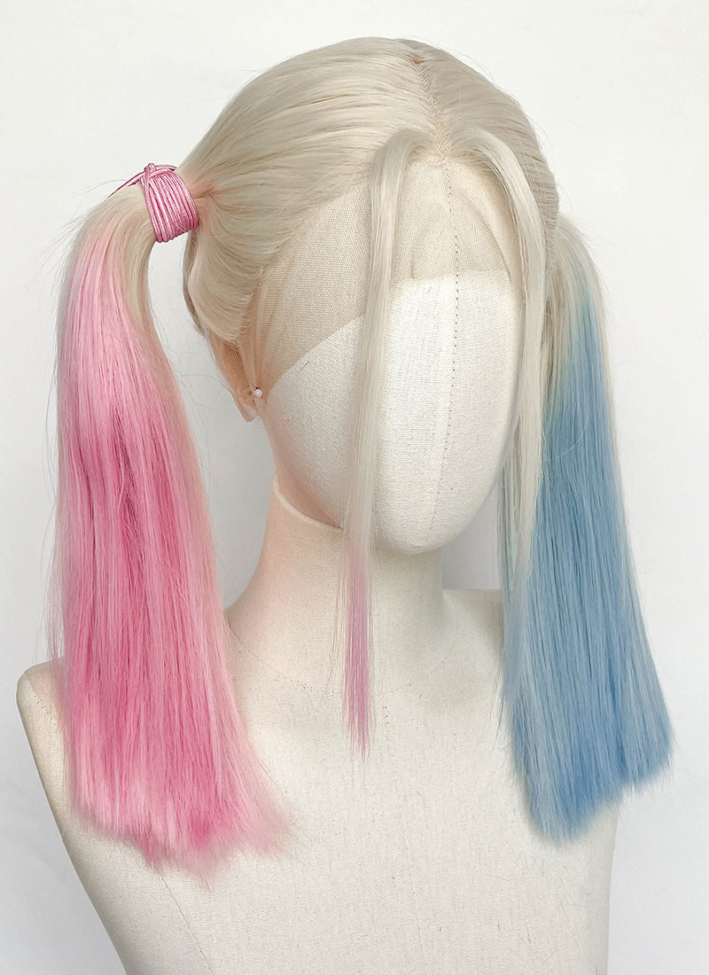 Blonde Synthetic Pink Blue Ponytail Lace Front Wig LFCS293