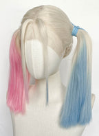 Blonde Synthetic Pink Blue Ponytail Lace Front Wig LFCS293