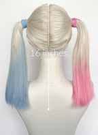 Blonde Synthetic Pink Blue Ponytail Lace Front Wig LFCS293