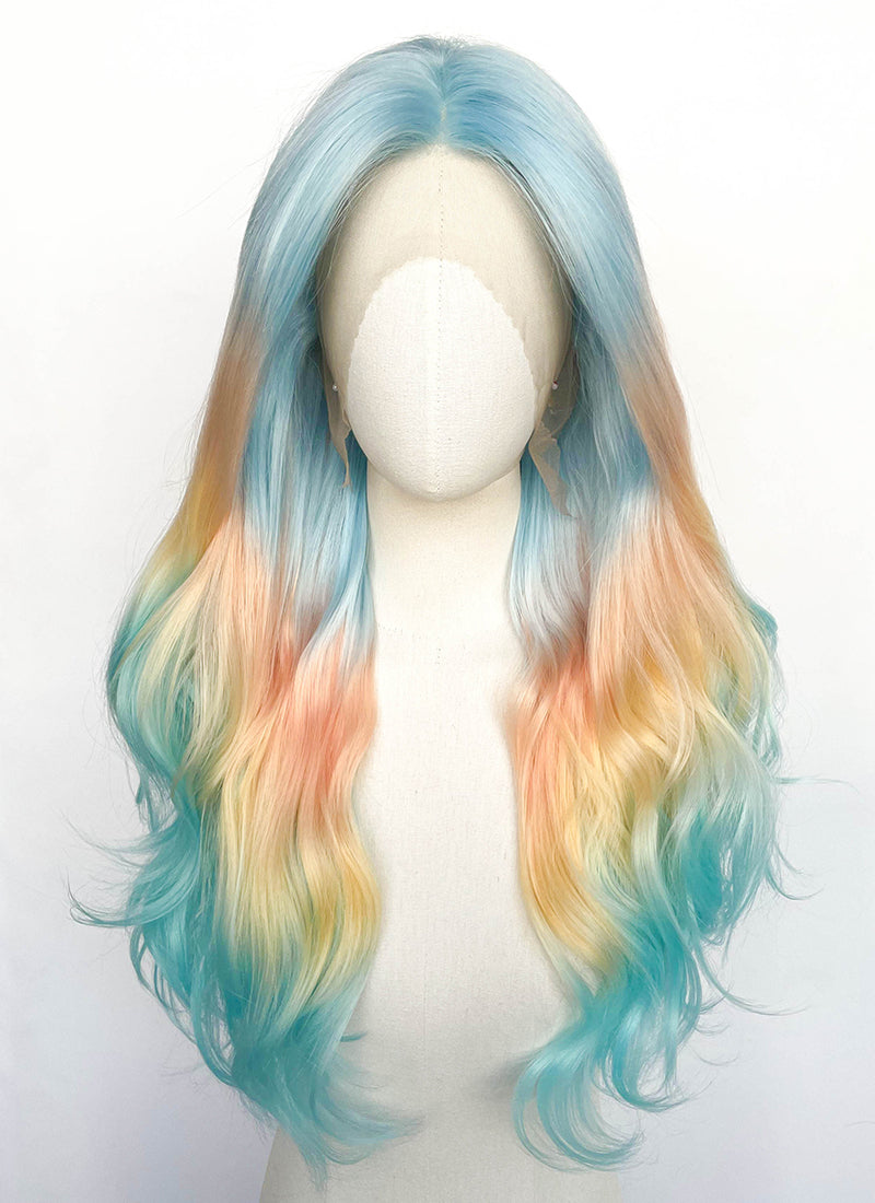 Vibrant Sunset-Ocean Blend Wavy Lace Front Synthetic Wig LFCS299
