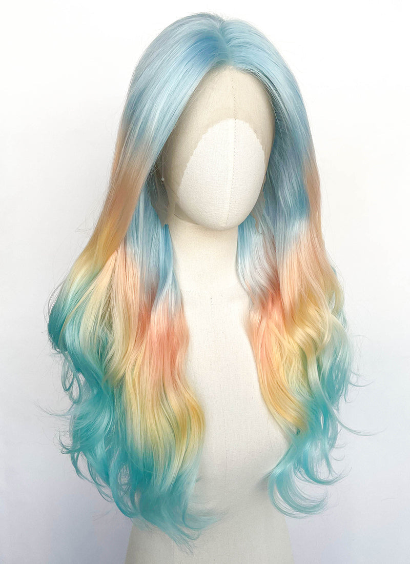Vibrant Sunset-Ocean Blend Wavy Lace Front Synthetic Wig LFCS299