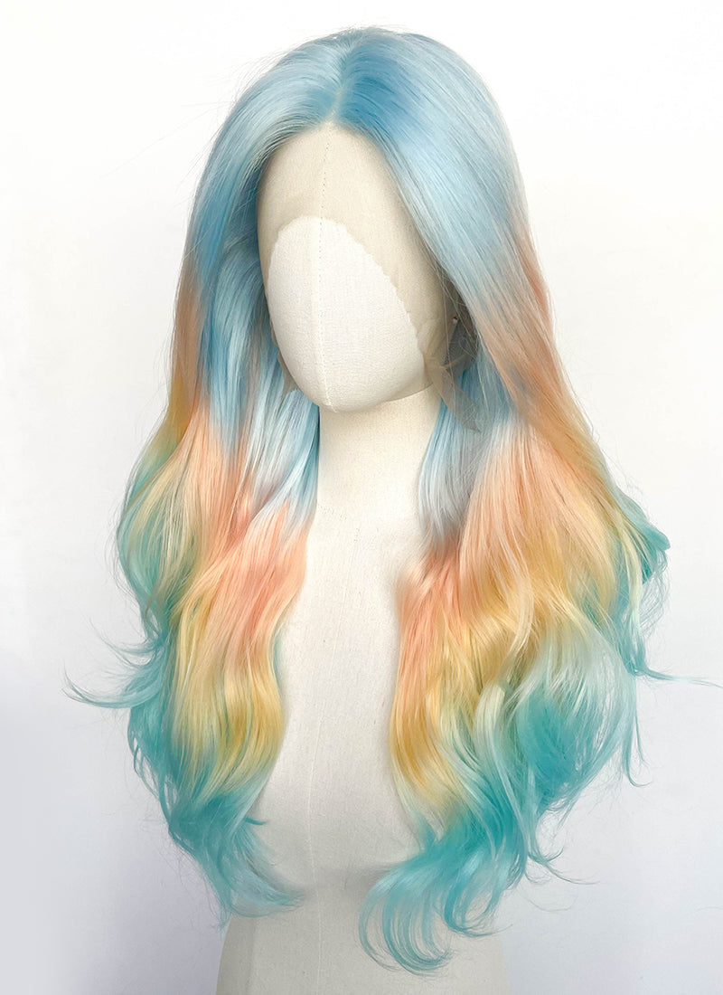 Vibrant Sunset-Ocean Blend Wavy Lace Front Synthetic Wig LFCS299