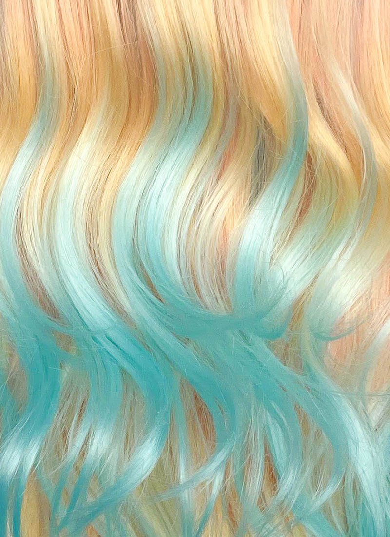 Vibrant Sunset-Ocean Blend Wavy Lace Front Synthetic Wig LFCS299