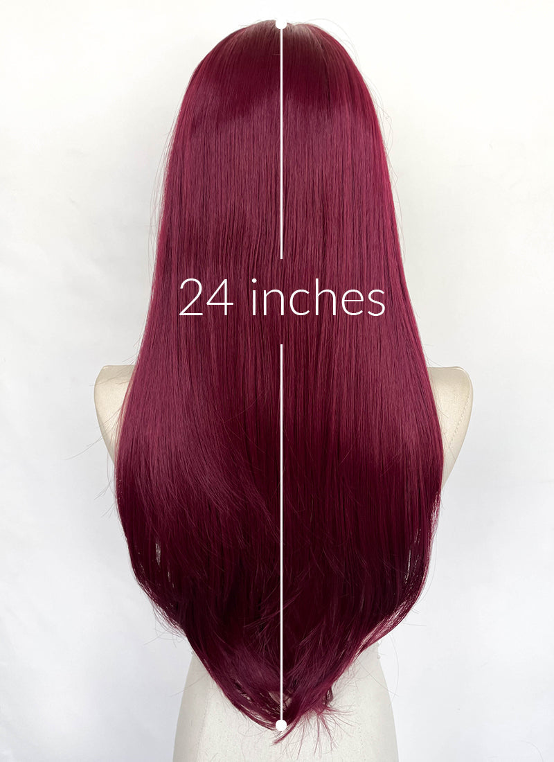 Wine Red Straight Lace Front Synthetic Wig LFCS315