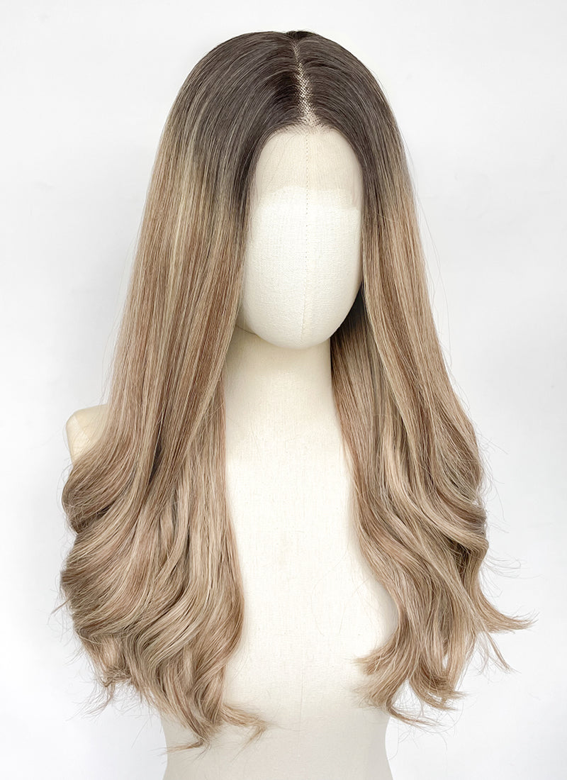 Blonde Mixed Brown Wavy 13" x 6" Lace Top Kanekalon Synthetic Hair Wig LFCS356