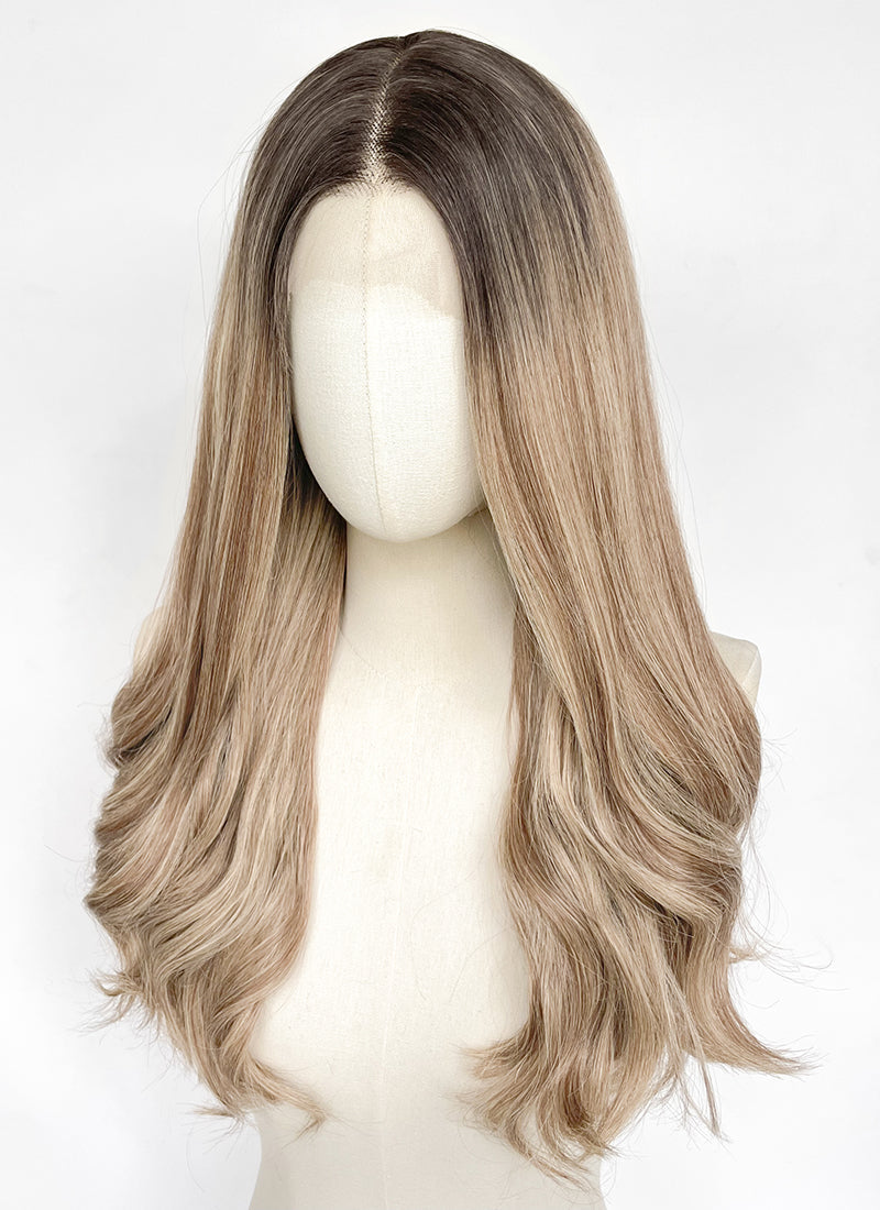 Blonde Mixed Brown Wavy 13" x 6" Lace Top Kanekalon Synthetic Hair Wig LFCS356