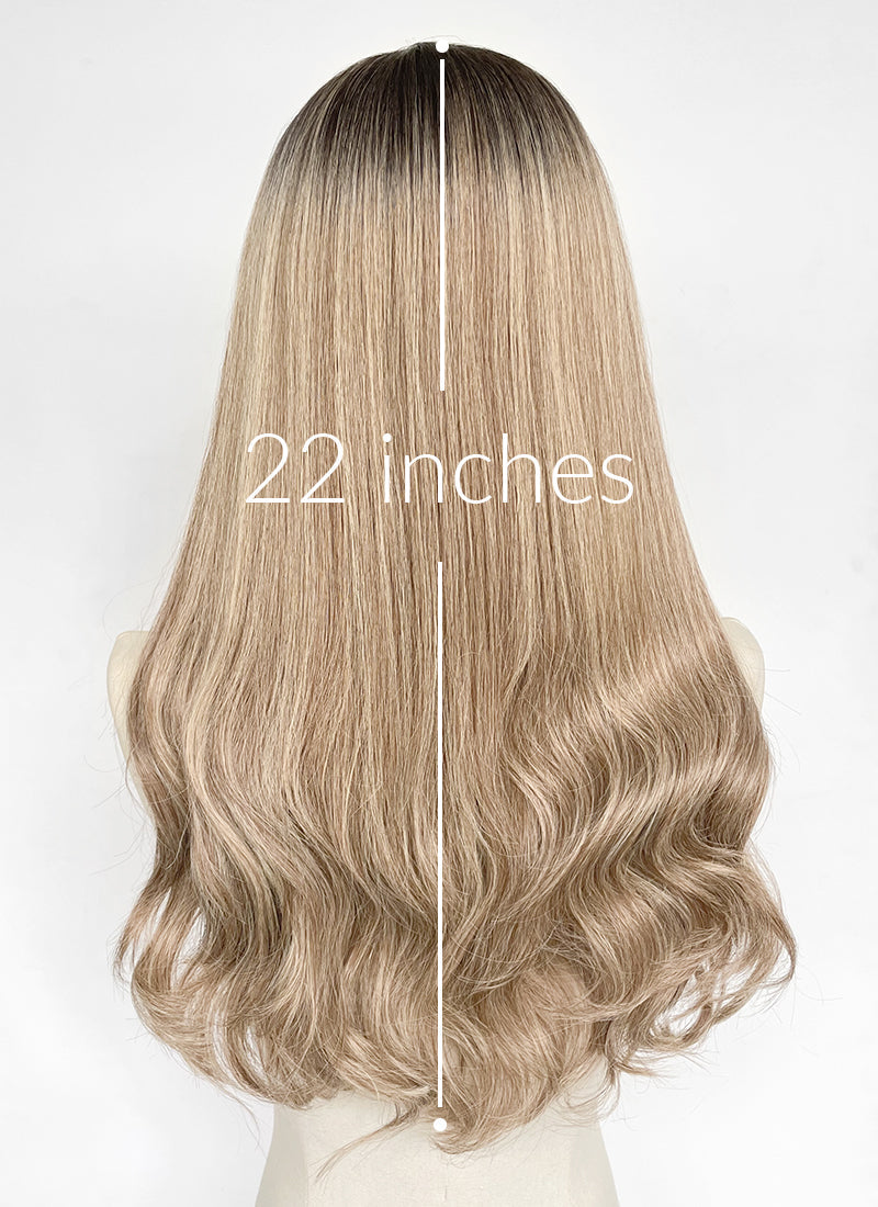 Blonde Mixed Brown Wavy 13" x 6" Lace Top Kanekalon Synthetic Hair Wig LFCS356