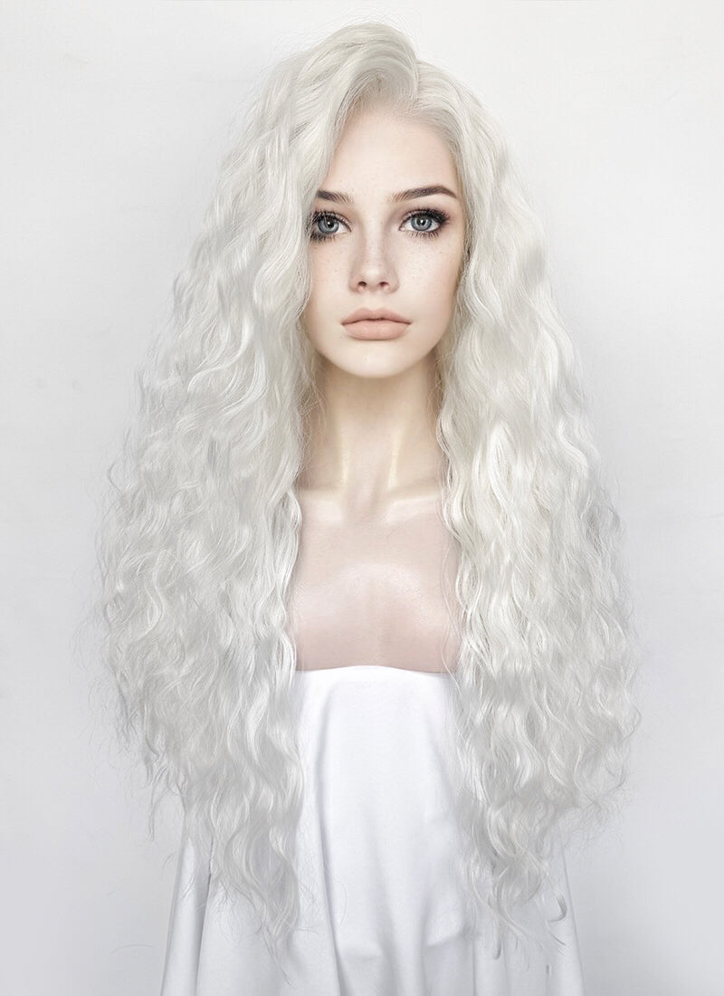 White　ウィッグ White Wavy Lace Front Synthetic Hair Wig | WigIsFashion – Wig Is