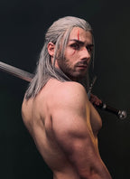 The Witcher 3 Geralt of Rivia Mixed Grey Straight Lace Front Synthetic Men's Wig LFK5566