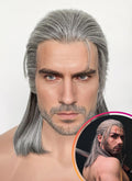 The Witcher 3 Geralt of Rivia Mixed Grey Straight Lace Front Synthetic Men's Wig LFK5566