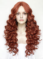House of the Dragon Queen Alicent Auburn Curly Lace Front Synthetic Wig LFK5567F