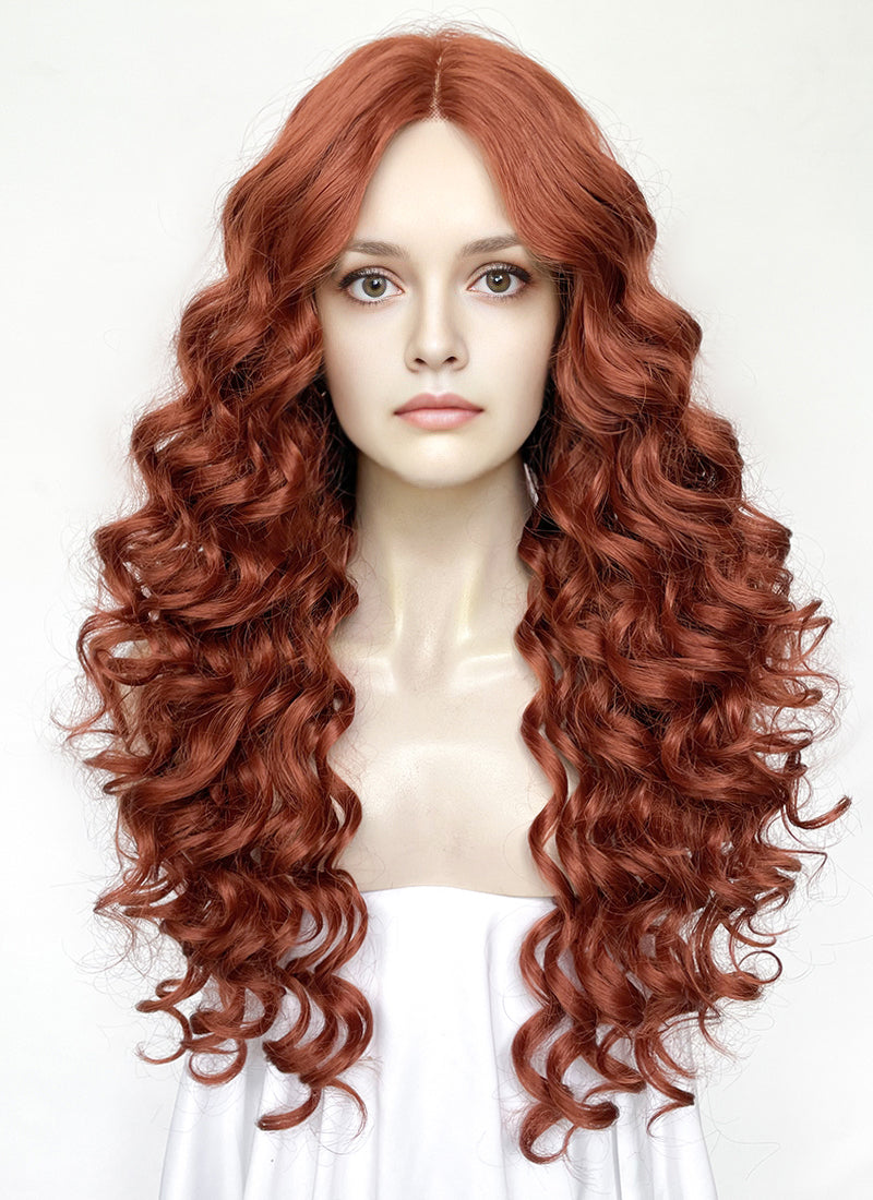 House of the Dragon Queen Alicent Auburn Curly Lace Front Synthetic Wig LFK5567F