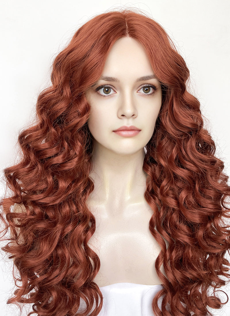 House of the Dragon Queen Alicent Auburn Curly Lace Front Synthetic Wig LFK5567F