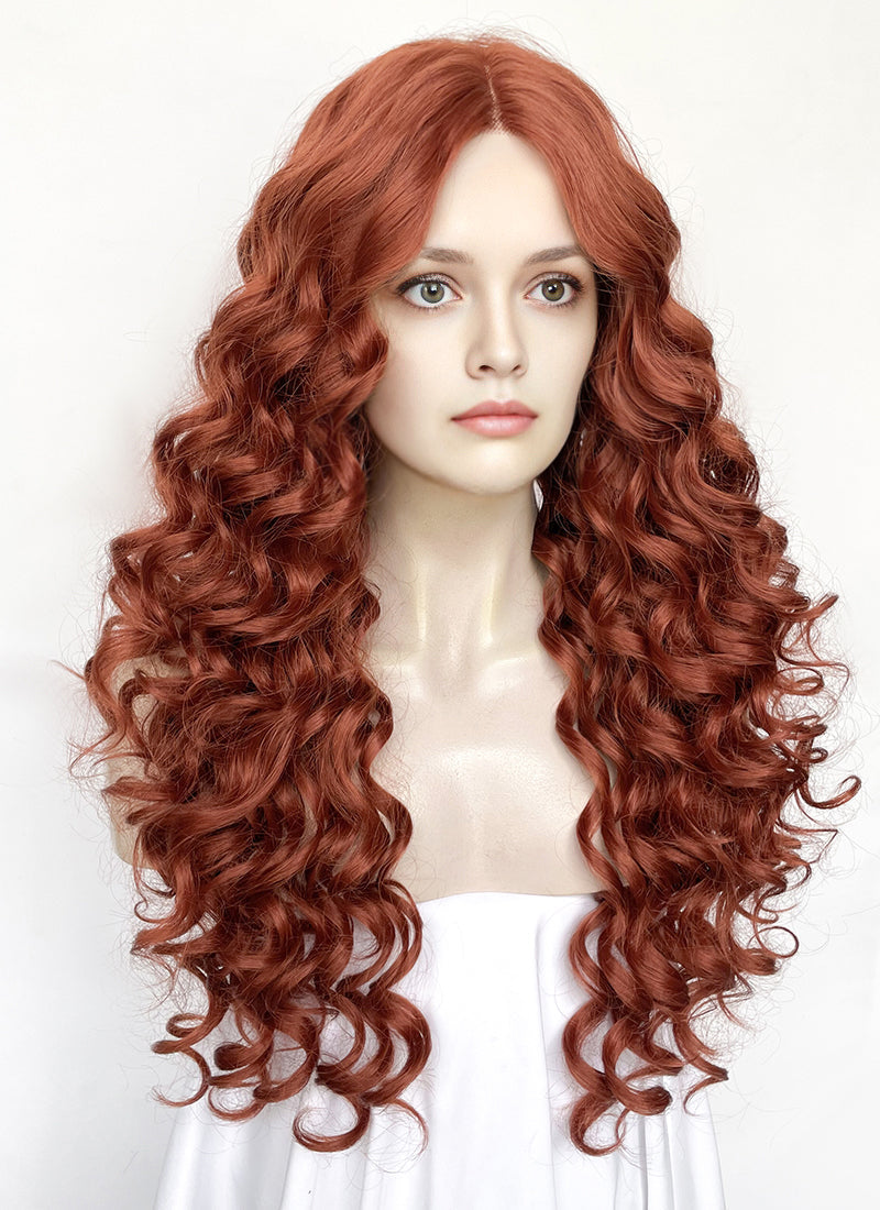 House of the Dragon Queen Alicent Auburn Curly Lace Front Synthetic Wig LFK5567F