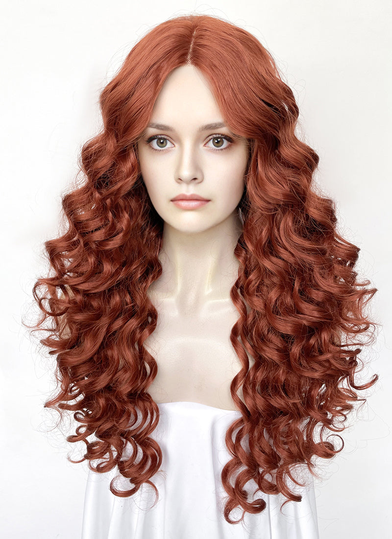 House of the Dragon Queen Alicent Auburn Curly Lace Front Synthetic Wig LFK5567F
