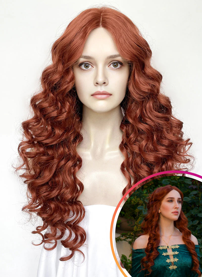 House of the Dragon Queen Alicent Auburn Curly Lace Front Synthetic Wig LFK5567