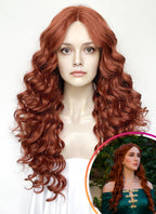 House of the Dragon Queen Alicent Auburn Curly Lace Front Synthetic Wig LFK5567