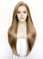 Medium Blonde Straight Lace Front Synthetic Wig LFK5575