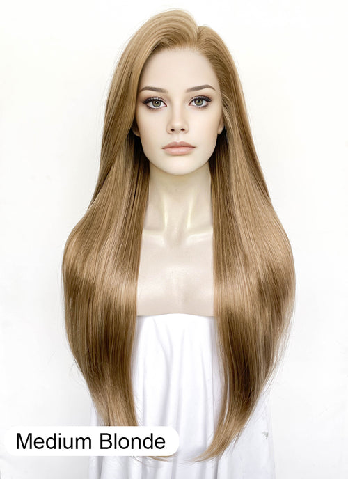Medium Blonde Straight Lace Front Synthetic Wig LFK5575