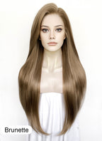 Medium Blonde Straight Lace Front Synthetic Wig LFK5575