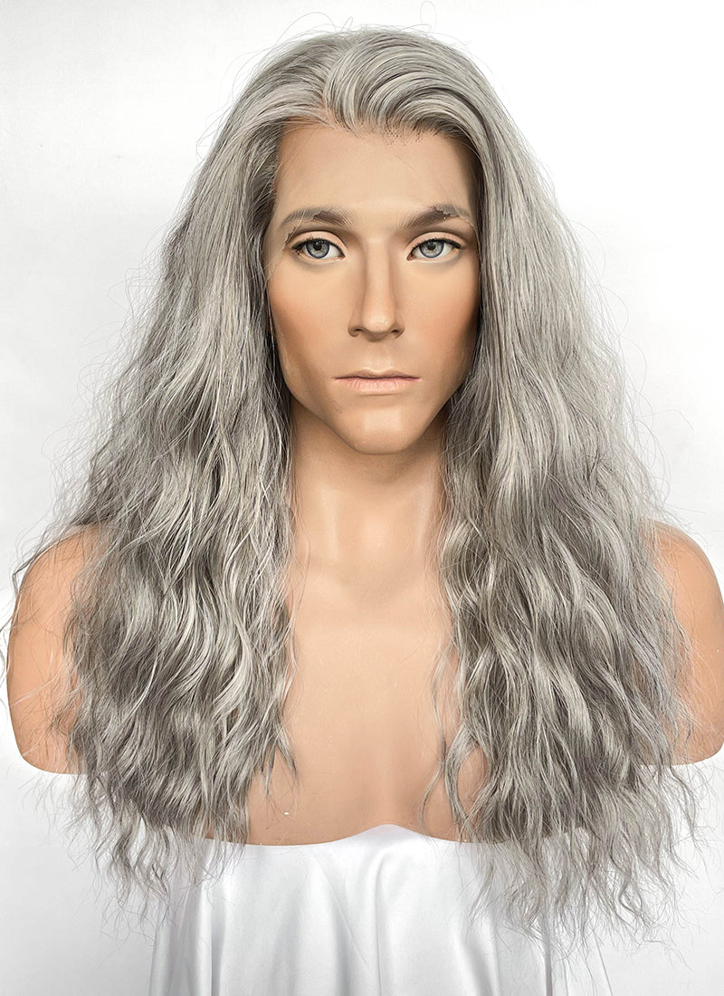 The Lord of the Rings Gandalf Mixed Grey Wavy Lace Front Synthetic Men's Wig LFK5581