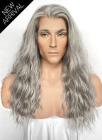 The Lord of the Rings Gandalf Mixed Grey Wavy Lace Front Synthetic Men's Wig LFK5581