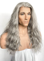 The Lord of the Rings Gandalf Mixed Grey Wavy Lace Front Synthetic Men's Wig LFK5581