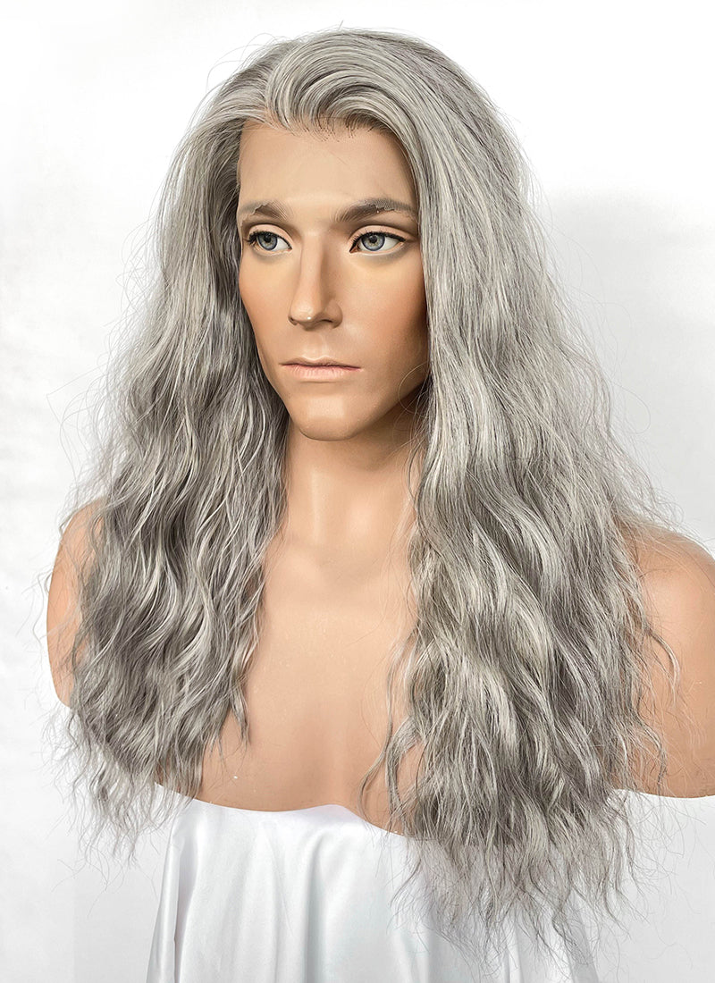 The Lord of the Rings Gandalf Mixed Grey Wavy Lace Front Synthetic Men's Wig LFK5581