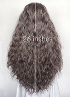 Brown Mixed Grey Curly Lace Front Synthetic Hair Wig LFK5598