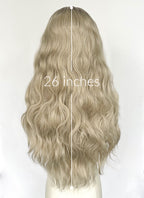 Ash Blonde With Dark Roots Wavy Lace Front Synthetic Hair Wig LFK5607