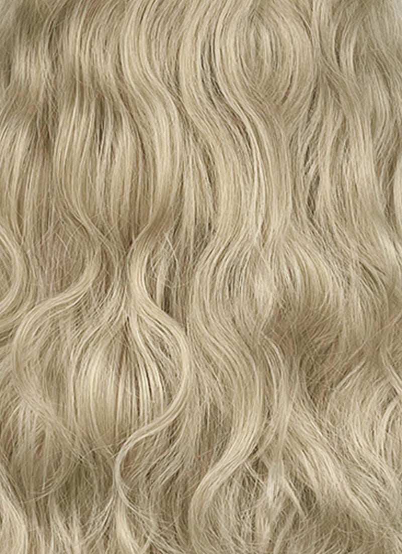 Ash Blonde With Dark Roots Wavy Lace Front Synthetic Hair Wig LFK5607