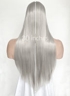 Pastel Blondish Grey Straight Lace Front Synthetic Hair Men's Wig LFM003