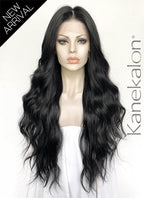 Black Wavy 13" x 6" Lace Top Kanekalon Synthetic Hair Wig LFS052