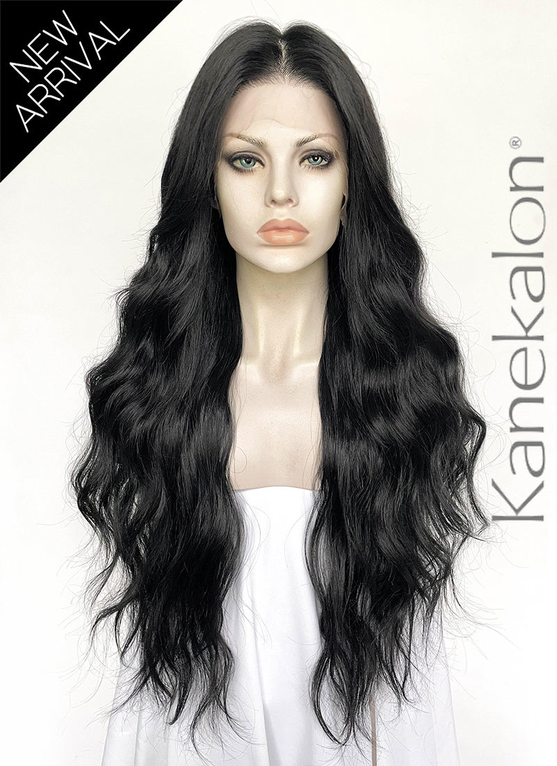 Black Wavy 13" x 6" Lace Top Kanekalon Synthetic Hair Wig LFS052