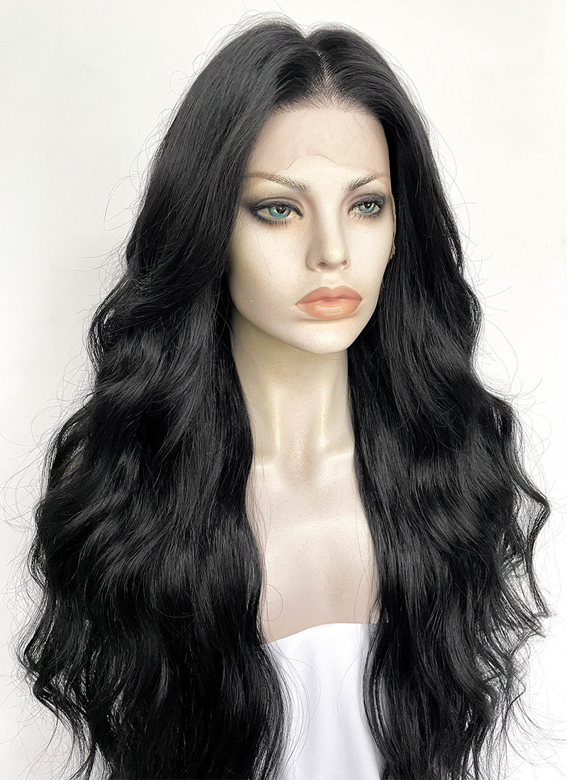 Black Wavy 13" x 6" Lace Top Kanekalon Synthetic Hair Wig LFS052