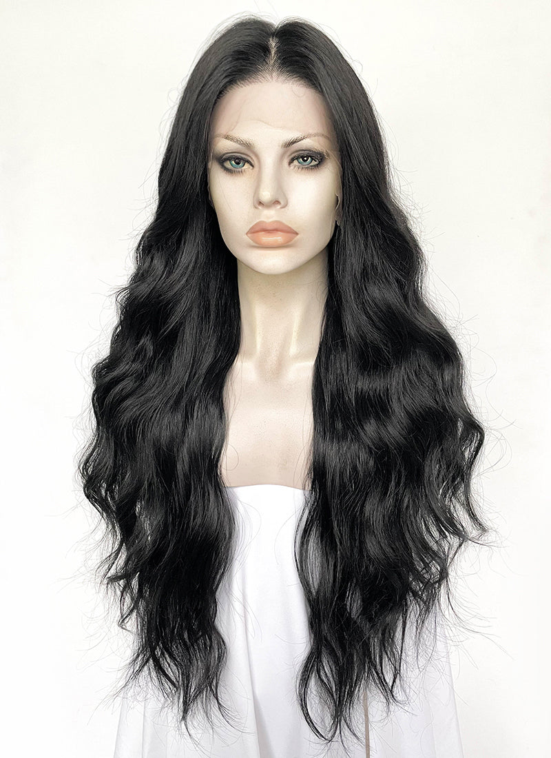 Black Wavy 13" x 6" Lace Top Kanekalon Synthetic Hair Wig LFS052