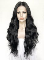 Black Wavy 13" x 6" Lace Top Kanekalon Synthetic Hair Wig LFS052
