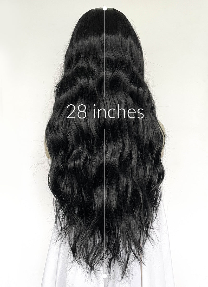 Black Wavy 13" x 6" Lace Top Kanekalon Synthetic Hair Wig LFS052