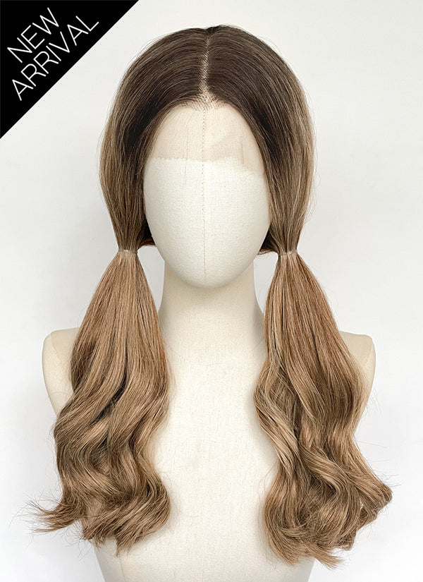 Stranger Things Holly Wheeler Mixed Blonde With Dark Roots Wavy 13" x 6" Lace Top Synthetic Wig LFS054
