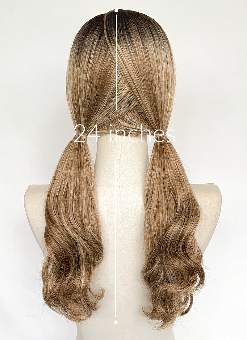 Stranger Things Holly Wheeler Mixed Blonde With Dark Roots Wavy 13" x 6" Lace Top Synthetic Wig LFS054