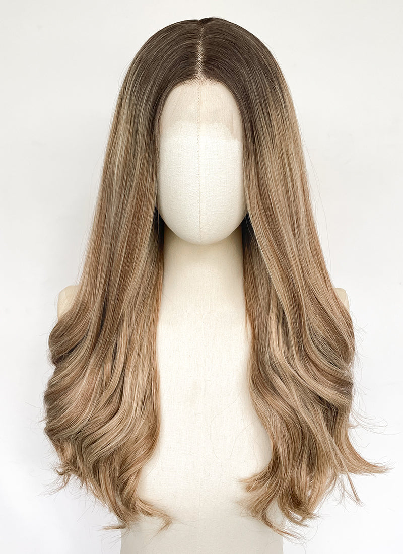 Stranger Things Holly Wheeler Mixed Blonde With Dark Roots Wavy 13" x 6" Lace Top Synthetic Wig LFS054