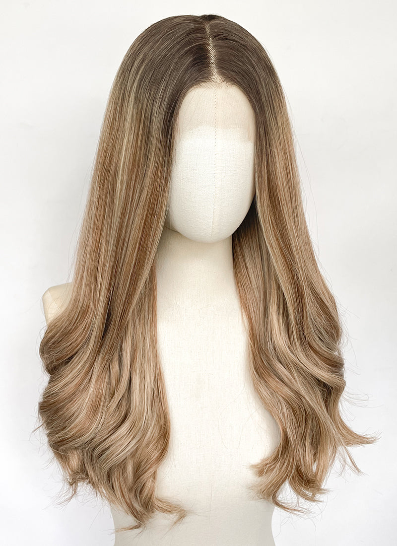 Stranger Things Holly Wheeler Mixed Blonde With Dark Roots Wavy 13" x 6" Lace Top Synthetic Wig LFS054